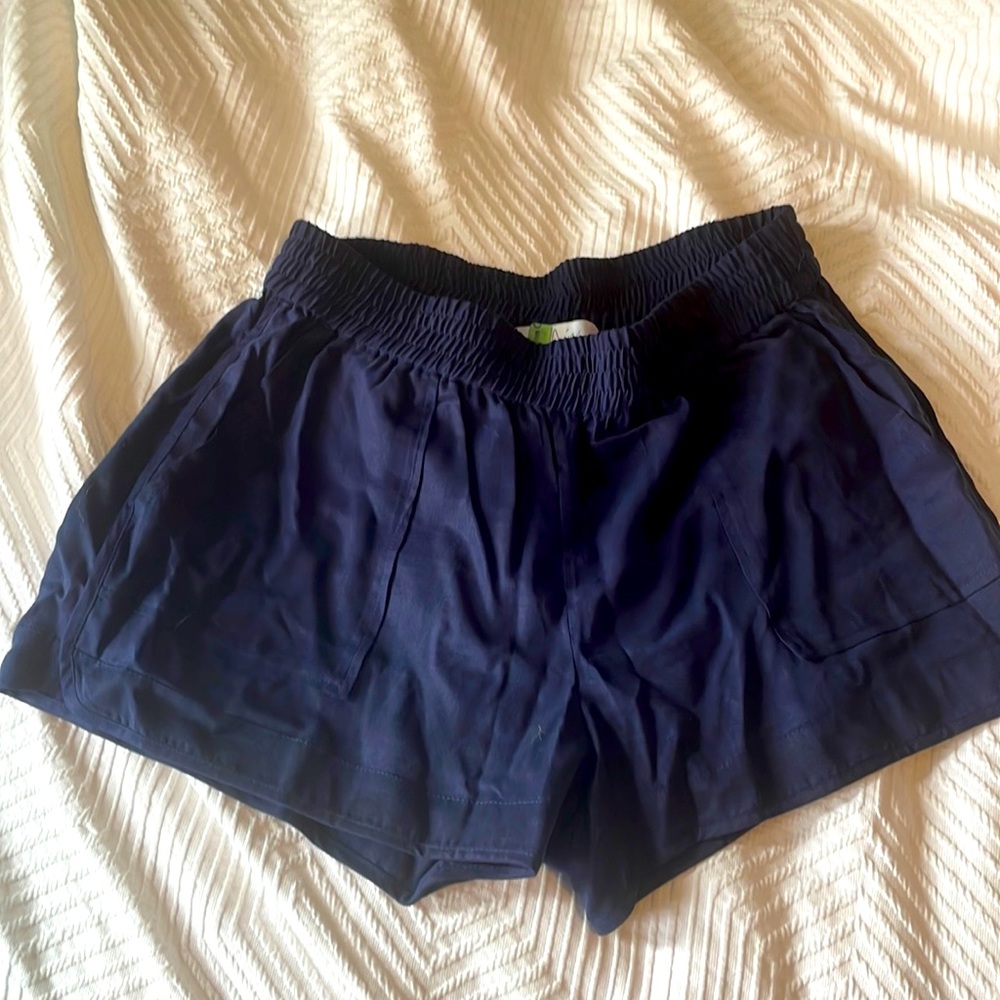 Navy blue elastic waste Joie shorts size M